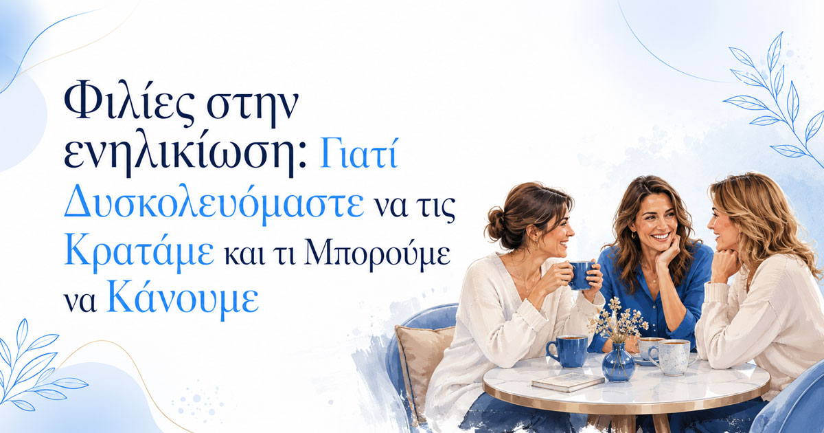 Homepage (12/22) Φιλίες στην ενηλικίωση: Γιατί Δυσκολευόμαστε να τις Κρατάμε και τι Μπορούμε να Κάνουμε